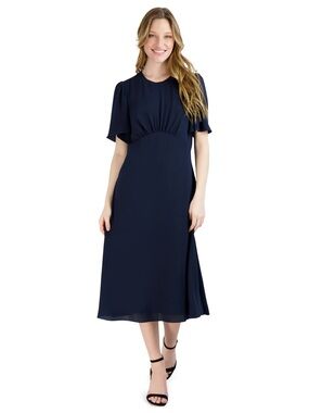 Julia Jordan Flounce Sleeve A-Line Dress Navy Blue Size 12